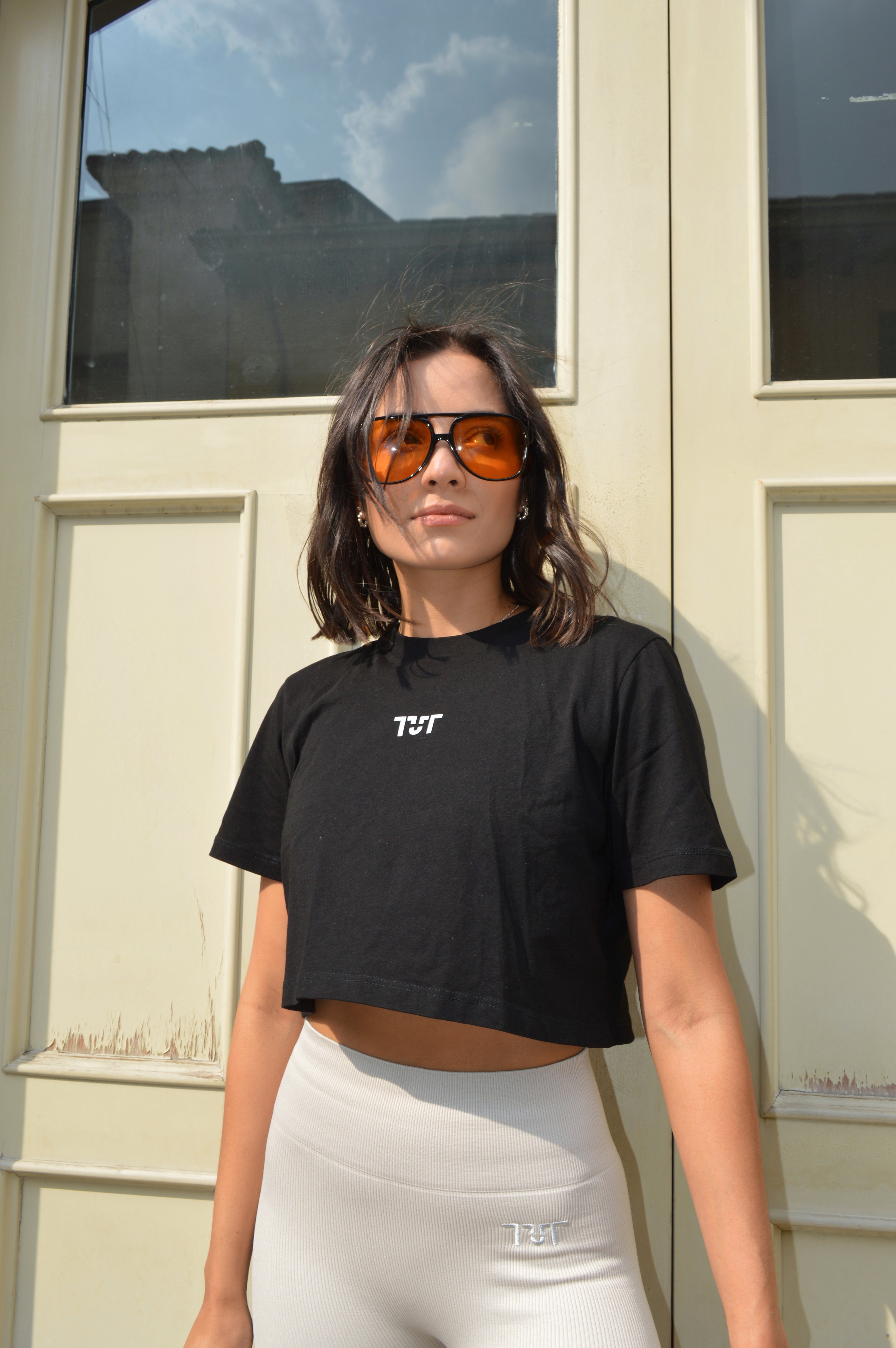 Oversized Cropped T-shirt Black