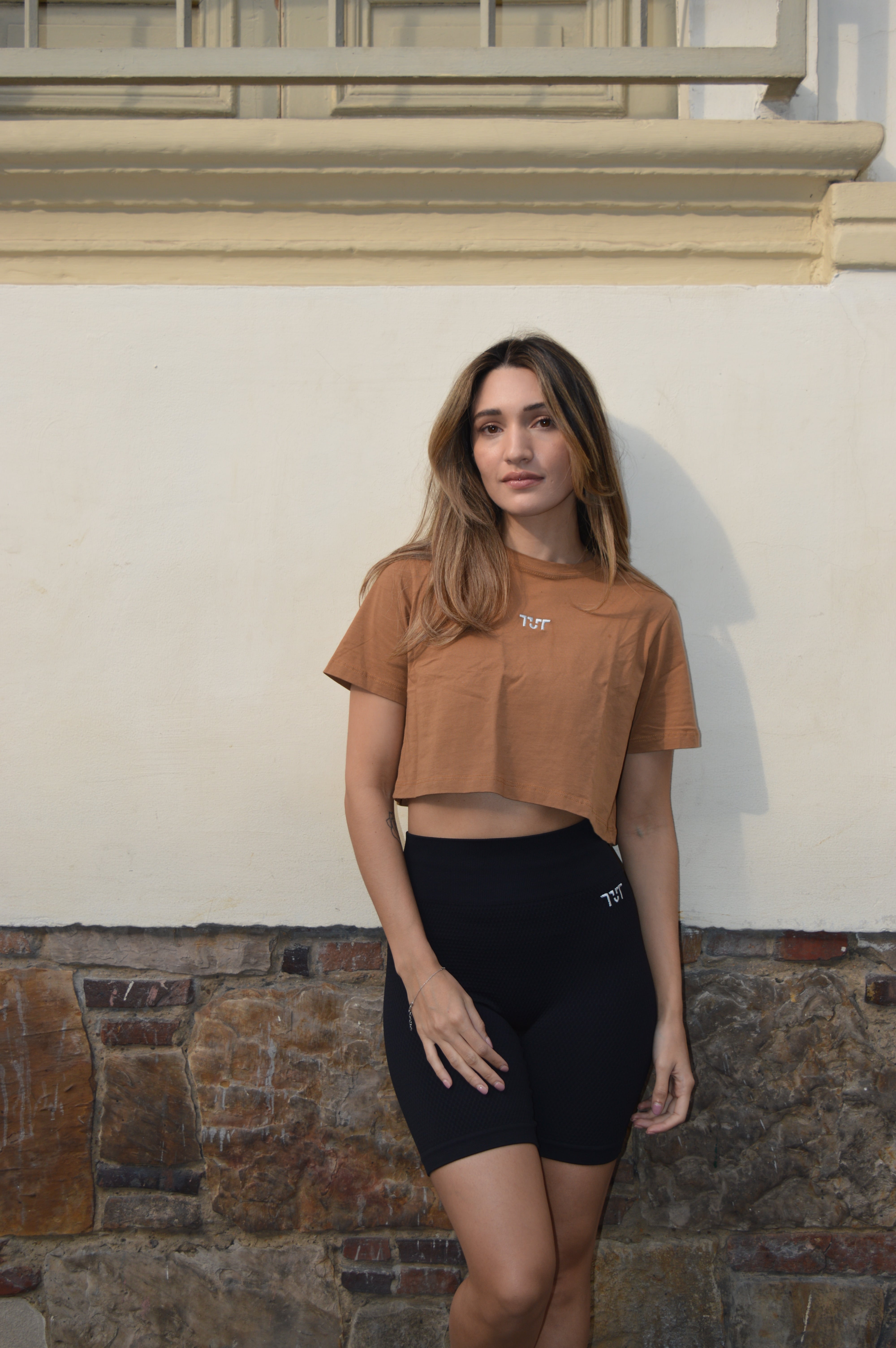 Oversized Cropped T-shirt Cocoa